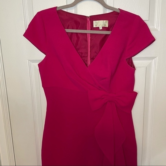 𝅺MIKAEL Aghal Magenta Pink Cocktail Mini Dress Bow Detail 6 - Picture 2 of 6